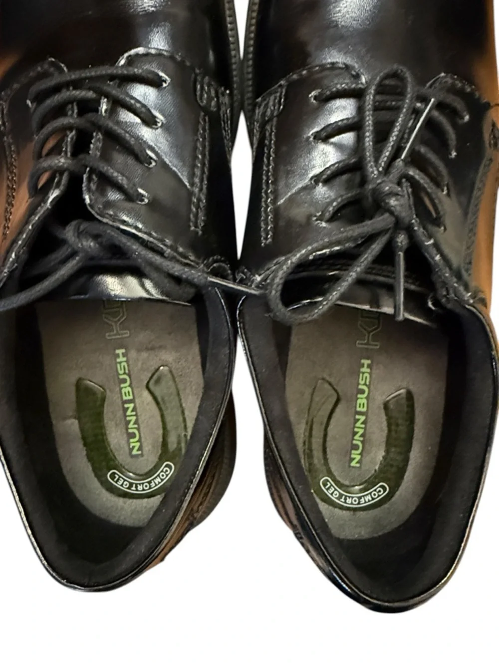 Nunn Bush Kore Comfort Black Patent Leather Oxford Shoes Slip Resistant 11M Work